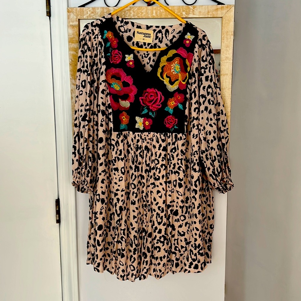 Leopard print plus sized mini dress!